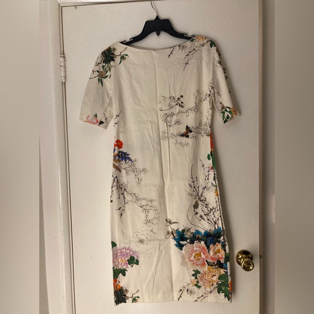 Zara Woman Boatneck Floral Pencil Dress